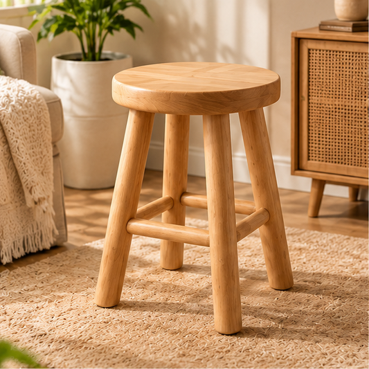 Natural Wooden Round Stool