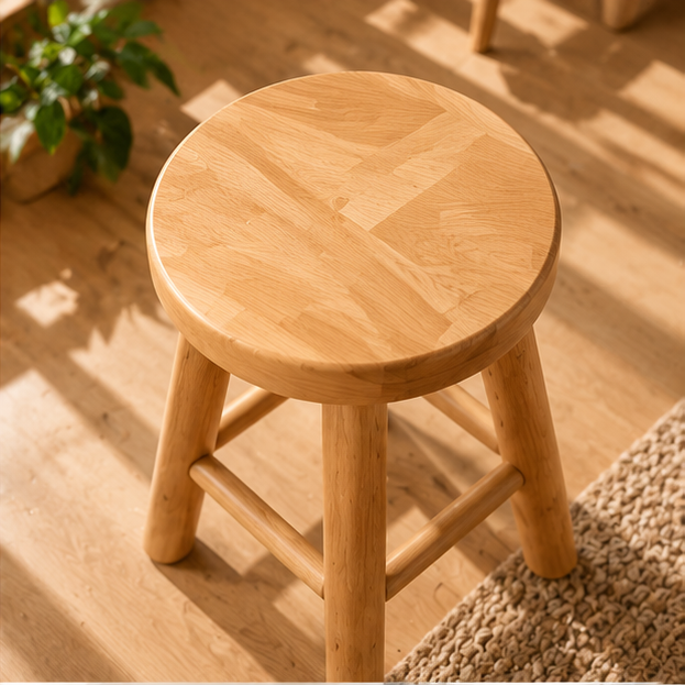 Natural Wooden Round Stool
