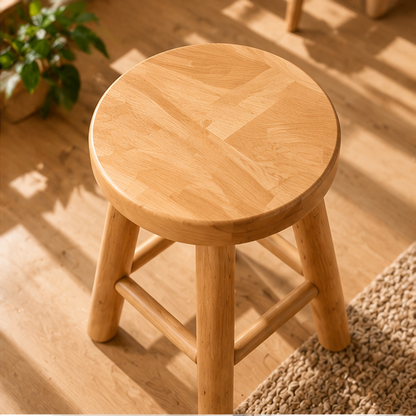 Natural Wooden Round Stool