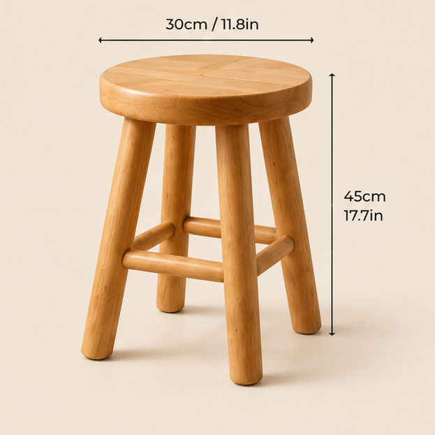 Natural Wooden Round Stool