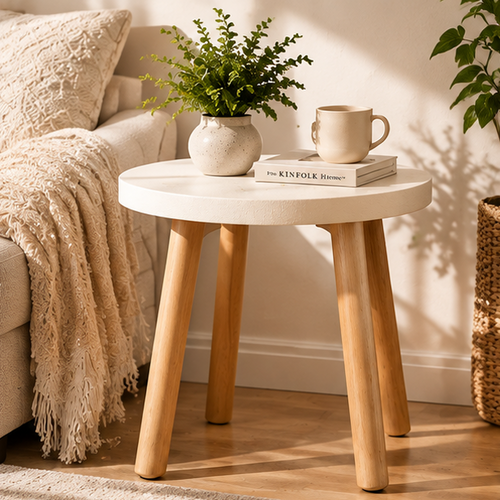 Natural Scandinavian Round Side Table