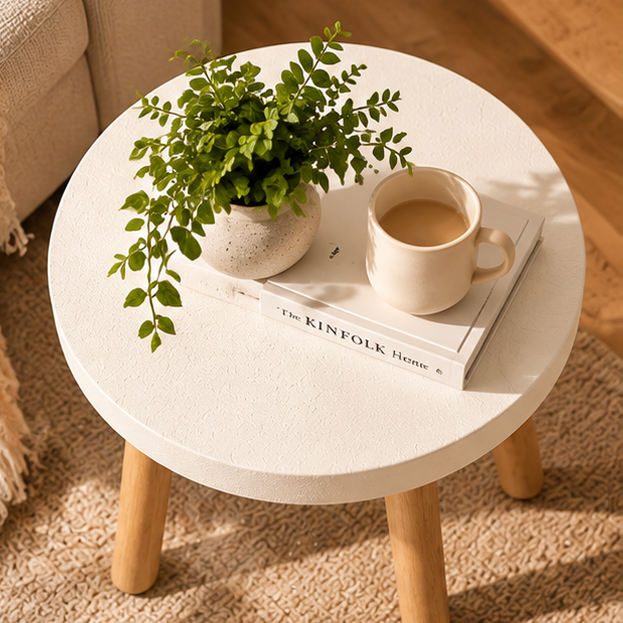 Natural Scandinavian Round Side Table