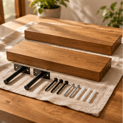Natural Wood Floating Wall Shelves