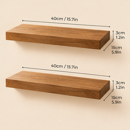 Natural Wood Floating Wall Shelves
